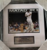 England: Sir Alaistair Cook signed 8 by 10in. photograph, professionally framed / glazed, double