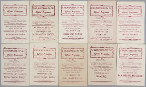 Chelmsford FC home programmes, season 1945-46,  four-page editions and would appear to be a full