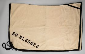Blanket worn by the thoroughbred stallion 'So Blessed' at Lord Howard de Walden's Thornton Stud in
