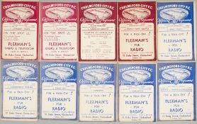 Chelmsford City season 1938-39 collection of programmes Southern League, includes Gillingham,