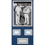 Denis Compton and Bill Edrich cricket coin-toss photograph display for the Denis Compton Benefit