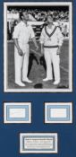 Denis Compton and Bill Edrich cricket coin-toss photograph display for the Denis Compton Benefit