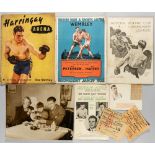 Programmes and memorabilia relating to the career of the boxer Len Harvey, 12 programmes, comprising