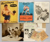 Programmes and memorabilia relating to the career of the boxer Len Harvey, 12 programmes, comprising