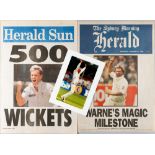 SHANE WARNE (1969-2022) ORIGINAL AUTOGRAPHED COLOUR 12 by 8in. CRICKET PHOTOGRAPH OF WARNE