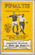 F.A. Cup Final programme Arsenal v Huddersfield Town, played at Wembley Stadium, 26th April 1930,