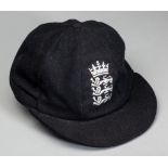 England Cricket home series test representative cap, navy wool cap embroidered with England three