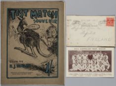Ashes Test Match souvenir programme 1921, edited by H J Henley,  32-page programme with pictorial