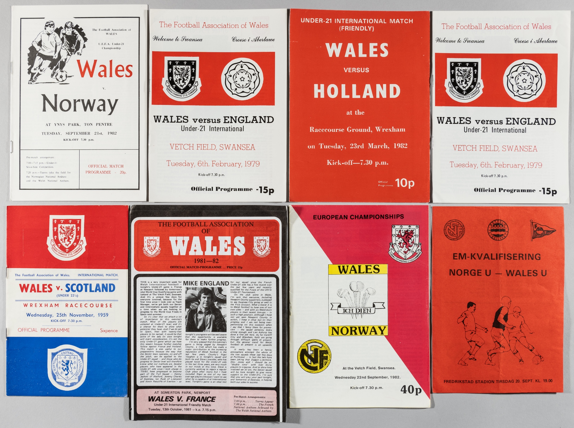 Wales minor international programmes, 1958 onwards,  Wales U-23 v England at Wrexham 23rd April