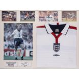 Stuart Pearce signed England display, comprising white England retro jersey embroidered with