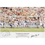 Pele and Gordon Banks signed 1970 World Cup "The Greatest Save Ever" photographic print, colour