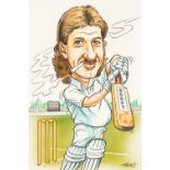 Geoff Tristram (British. 1954) 'Beefy', dated 2000, caricature of Ian Botham smoking and cricket bat