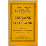 England v Scotland Inter-league match programme, played at Middlesbrough, 17th February 1912, 16-