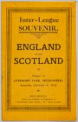 England v Scotland Inter-league match programme, played at Middlesbrough, 17th February 1912, 16-