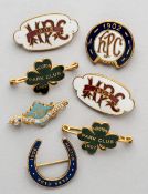 Seven Hooton Park Club racing badges, defunct racecourse, near Liverpool dating from 1902-07,