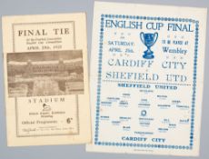 F.A. Cup Final programme Cardiff City v Sheffield United, played at Wembley Stadium, 25th April