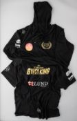 Tyson Fury black pre-fight worn tracksuit jacket & t-shirt v Deontay Wilder, Bout II held at MGM