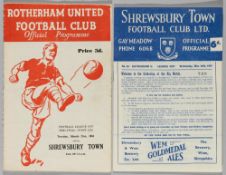 Football League Cup semi-final programmes Shrewsbury Town v Rotherham United first leg at Rotherham,