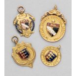A group of four gold and enamel medals relating to Norfolk football, comprising Norfolk County FA