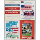 England away programmes v United States, includes rare 28th May 1959 at Wrigley Field Los Angeles;