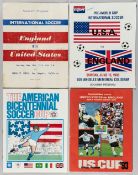England away programmes v United States, includes rare 28th May 1959 at Wrigley Field Los Angeles;