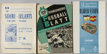 Republic of Ireland away programmes, 1949-52, includes v Finland Helsinki 9th October 1949; v