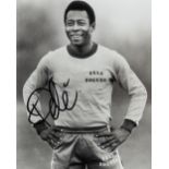 Pele signed b&w photograph, signed in black marker, 10 by 8in.,