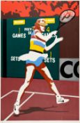 Warwick Nelson original tennis watercolour and gouache artwork entitled ‘Teen Tennis’, titled and