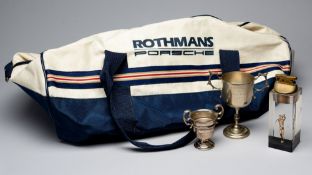 Cricket, Golf and F1 memorabilia, comprising two cricket twin handle trophies, the first silver