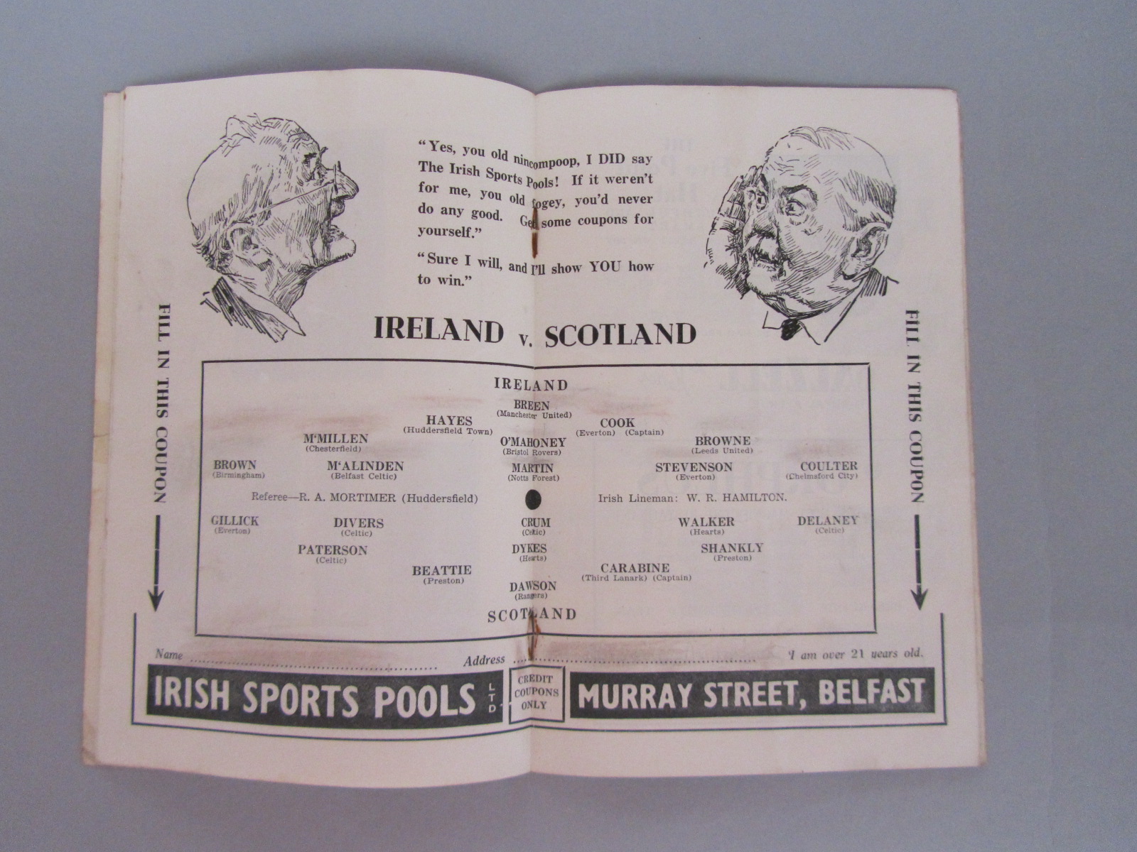 Northern Ireland International programmes, both played at Windsor Park Belfast, 1933-34 played on - Image 10 of 15