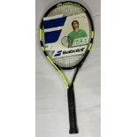 Rafael Nadal (Spain) signed Babolat tennis racquet, same brand as he uses, signed on black grip with