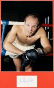 Henry Cooper signed colour photograph display,  the image featuring Henry Cooper between the