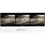 Jimmy Greaves signed large b&w photograph display, 20 by 16in., depicting Greaves playing for