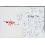 Autographed Arsenal FC card signed by the Football League Division One championship wining squad,