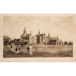 St Paul's School, West Kensington: an engraving featuring a cricket match, published by E. W. & E.