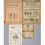 Various England Trial match programmes, 1909-10 Whites v Stripes at Anfield, cellotape spine