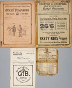 Various England Trial match programmes, 1909-10 Whites v Stripes at Anfield, cellotape spine