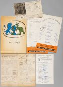 Selection of cricket autographs, New Zealand team 1949 card with team cut-out, signed in ink by 17