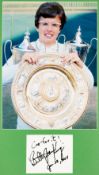 Billy Jean King signed photographic display, featuring the Women's Wimbledon Venus Rosewater Dish