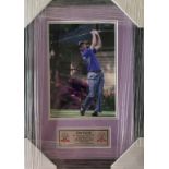 Jim Furyk (USA) signed action 8 by 12in. Golf photograph, professional framed/glazed with double