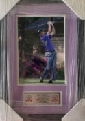 Jim Furyk (USA) signed action 8 by 12in. Golf photograph, professional framed/glazed with double