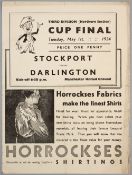 A rare programme for the Third Division (Northern Section) Cup Final Stockport v Darlington,