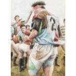 Gareth Lloyd Ball (Welsh, 1947-2003) Portrait of Brian Moore (Harlequins, England & British Lions