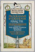 Programme for the first F.A. Cup Final played at Wembley Stadium, the 'White Horse' Final Bolton