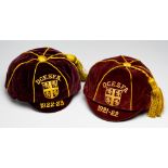 A pair of Durham County Elementary Schools' Football Association representative caps dated 1921-22