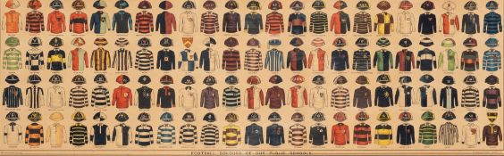 The Boy's Own Paper "Football Colours of our Public Schools", circa 1914 the coloured lithograph