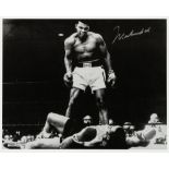Muhammed Ali signed photograph, the image showing his knockout of Sonny Liston in 1964, 8 by