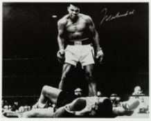 Muhammed Ali signed photograph, the image showing his knockout of Sonny Liston in 1964, 8 by