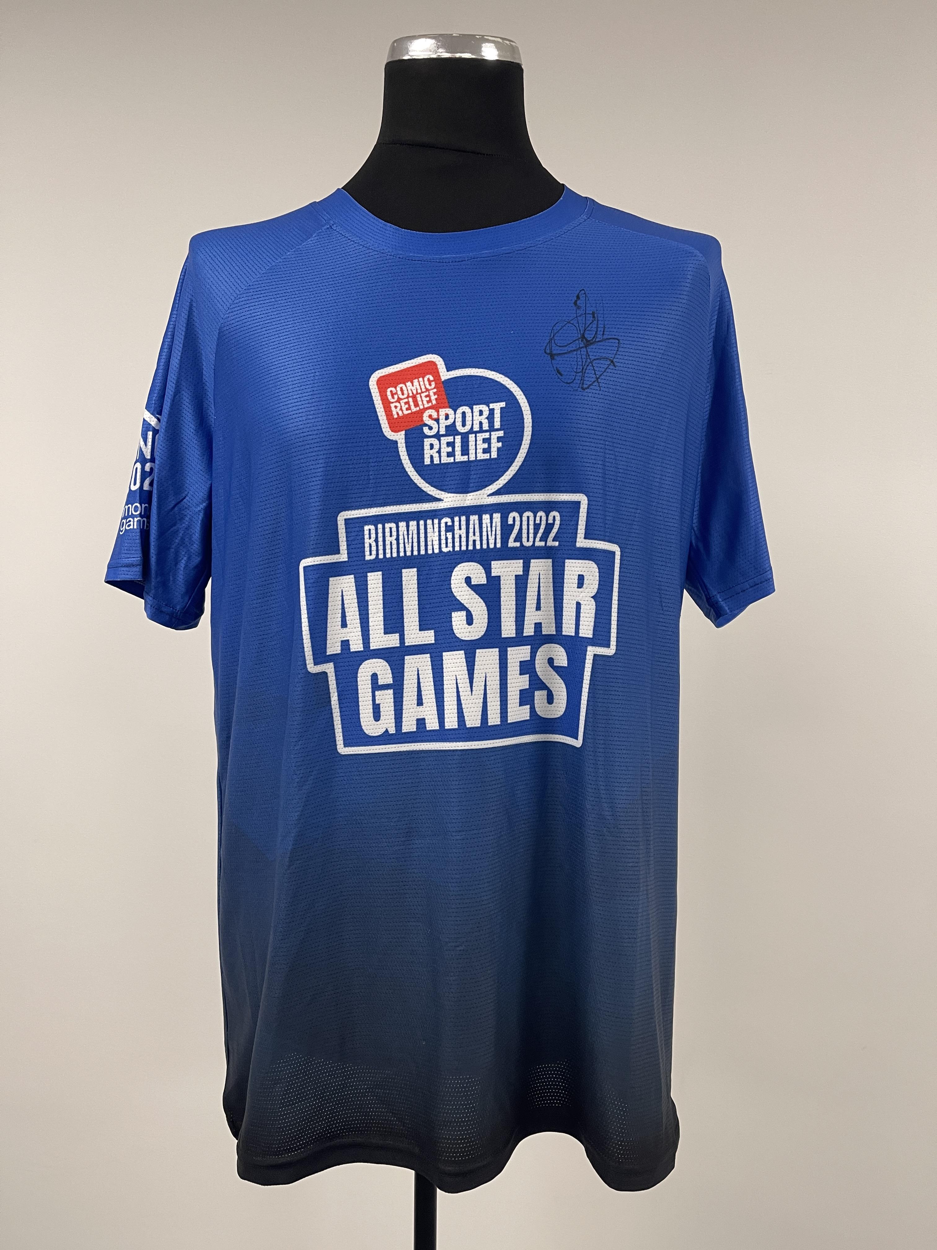 B2022 All Star Games Signed Blue Team T-Shirt - Ovie Soko