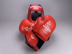 B2022 Women's Light Minimumweight Gold Medal Bout Signed Boxing Glove Left - Nitu Ghanghas (Gold)